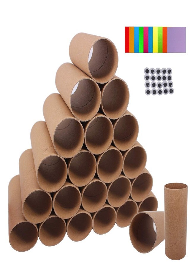 suituts 40 Pack 1.6X3.9 Inch Cardboard Tubes Bulk Craft Rolls, Thick Paper Roll Tubes for Craft DIY Art, Comes with 100 Sheets Colorful Paper and 80 Pieces Wiggle Eyes (Brown) - Image 1